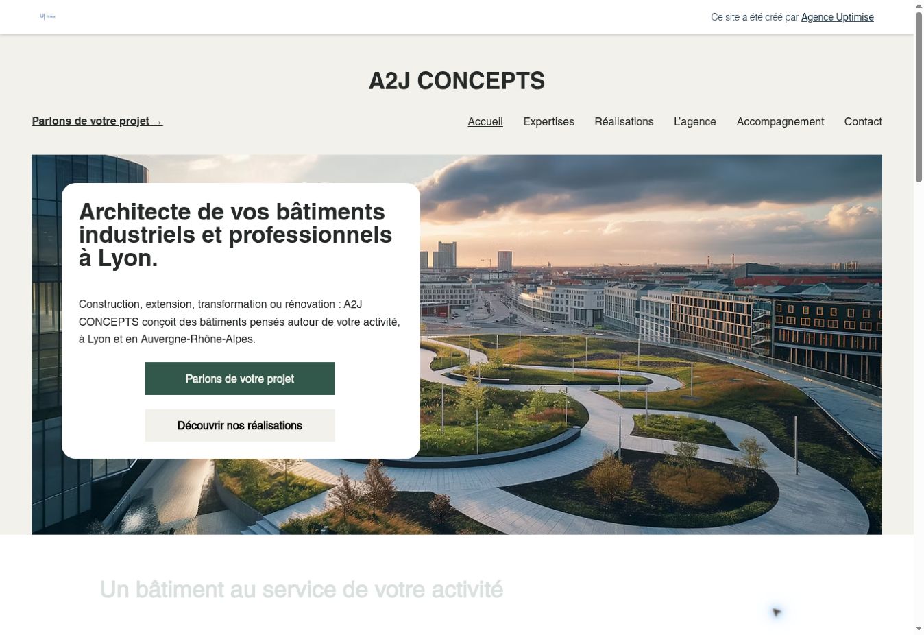 Aperçu du site internet A2J Concepts