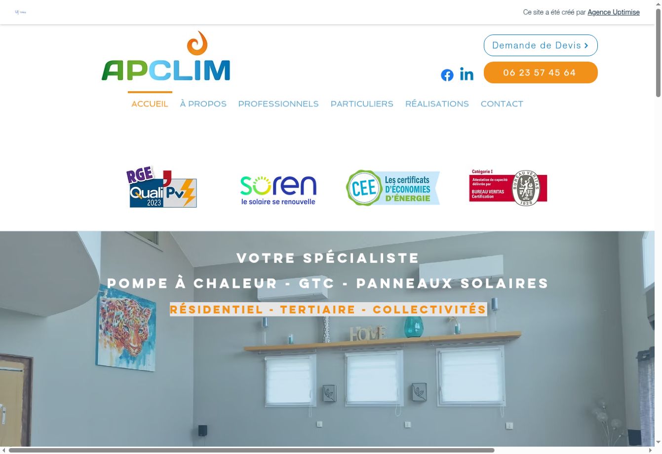 Aperçu du site internet APClim