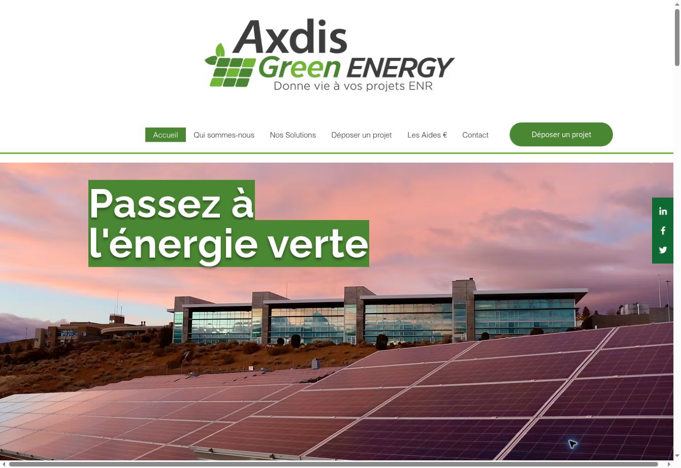 Aperçu du site internet Axdis Green Energy