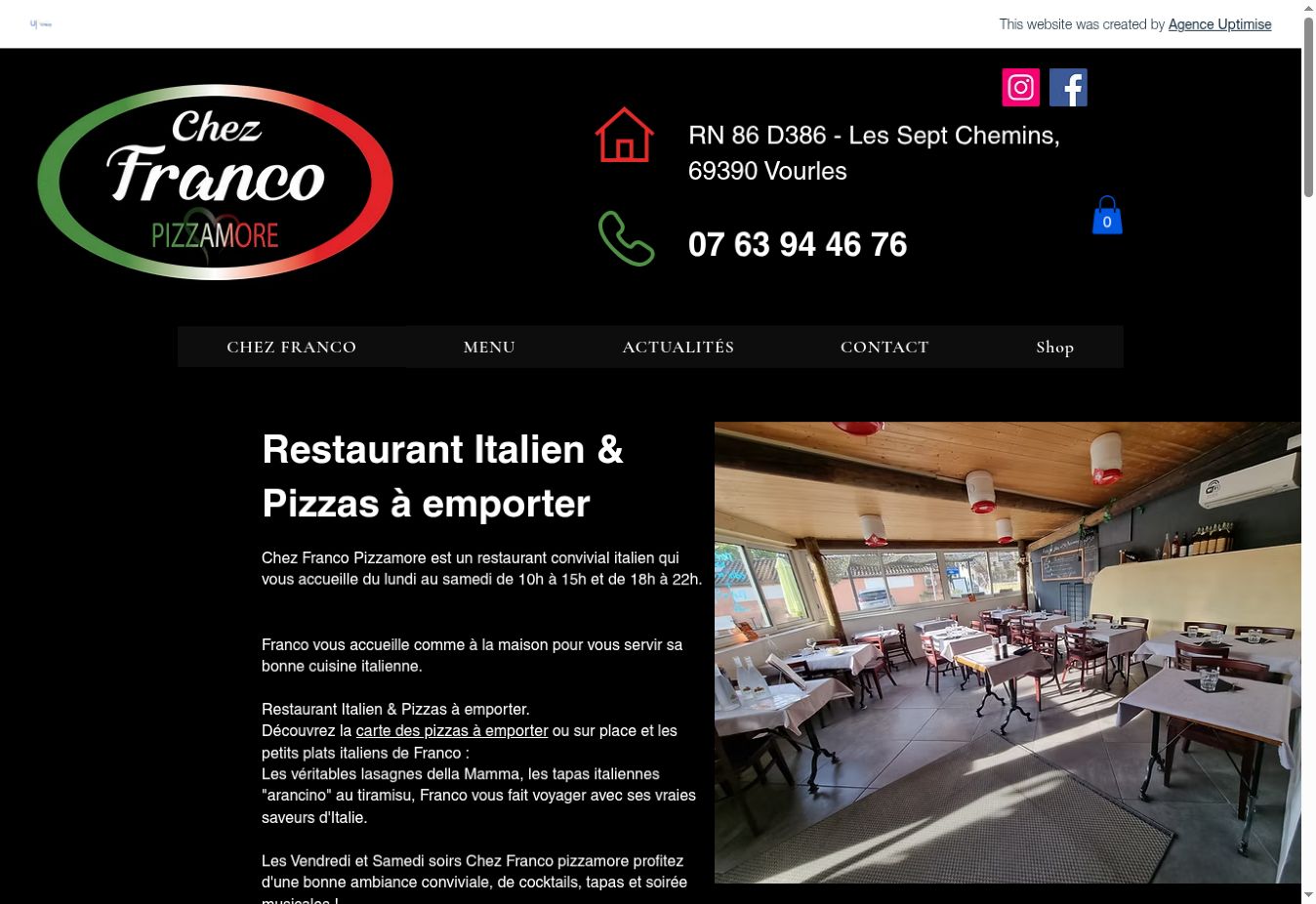 Aperçu du site internet Chez Franco · Pizzamore