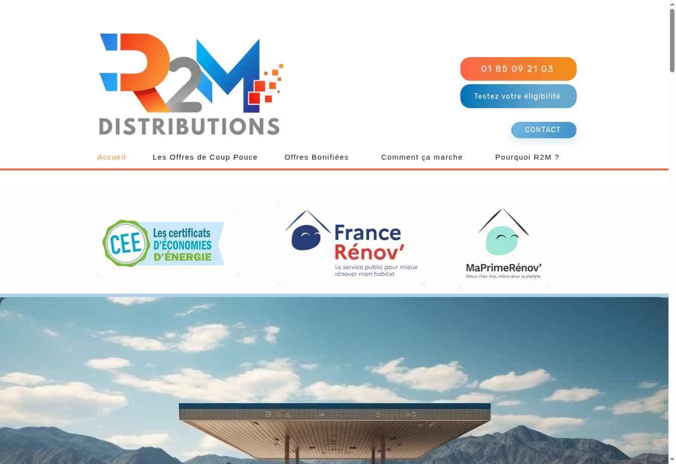 Aperçu du site internet R2M Distributions