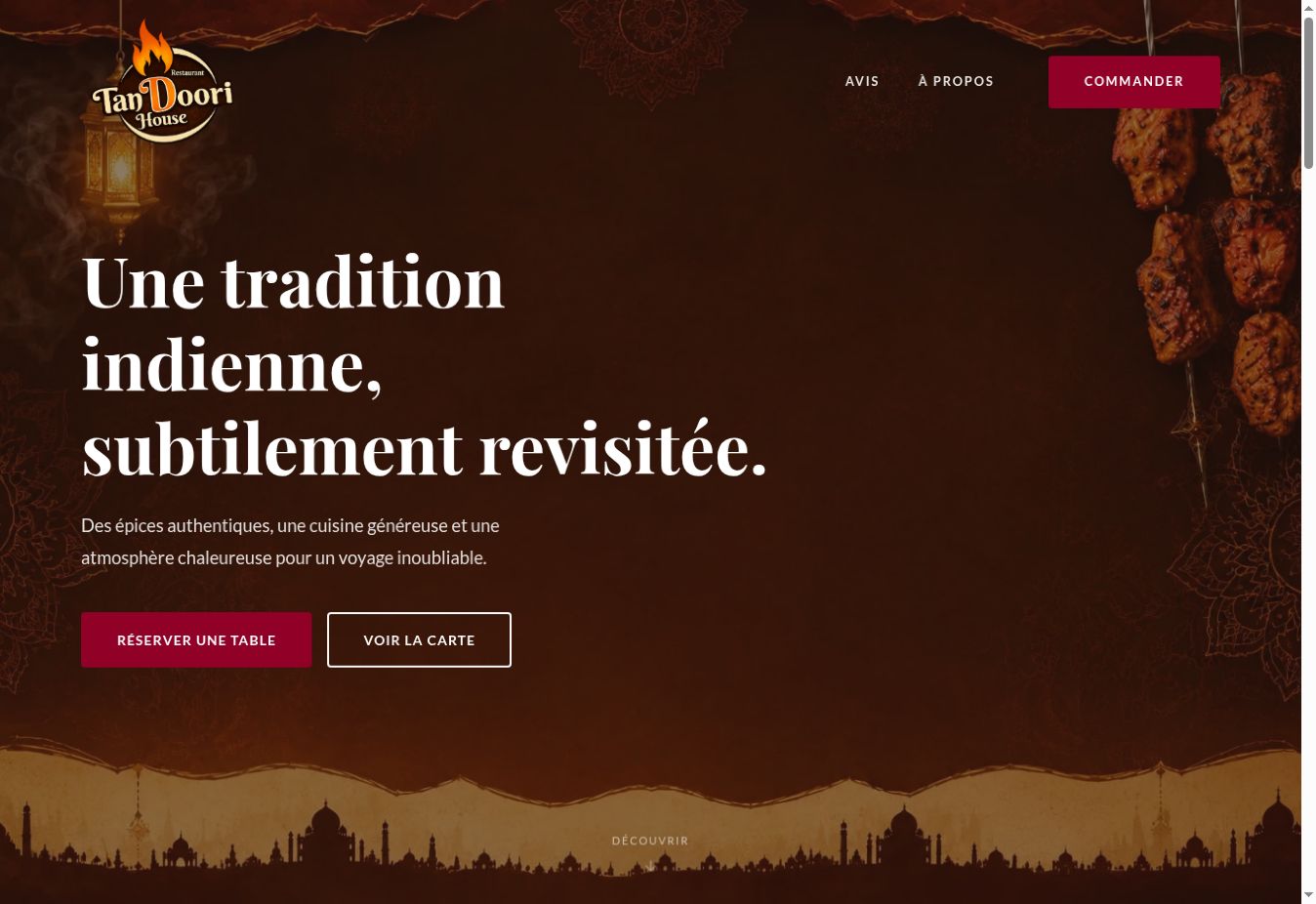Aperçu du site internet Tandoori House